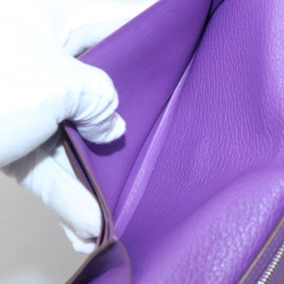HERMES Bean Soufflé Wallet Shave Purple Auth yk19464V - Picture 12 of 16